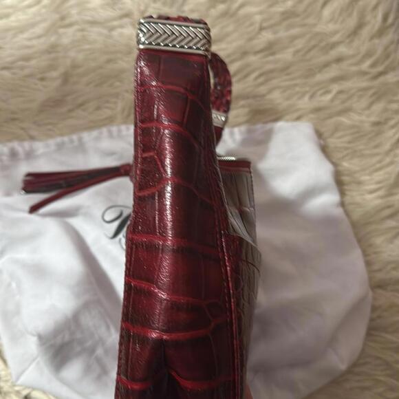Brighton burgundy Elegant Red Croc-Embossed Shoulder Bag - Picture 4 of 9